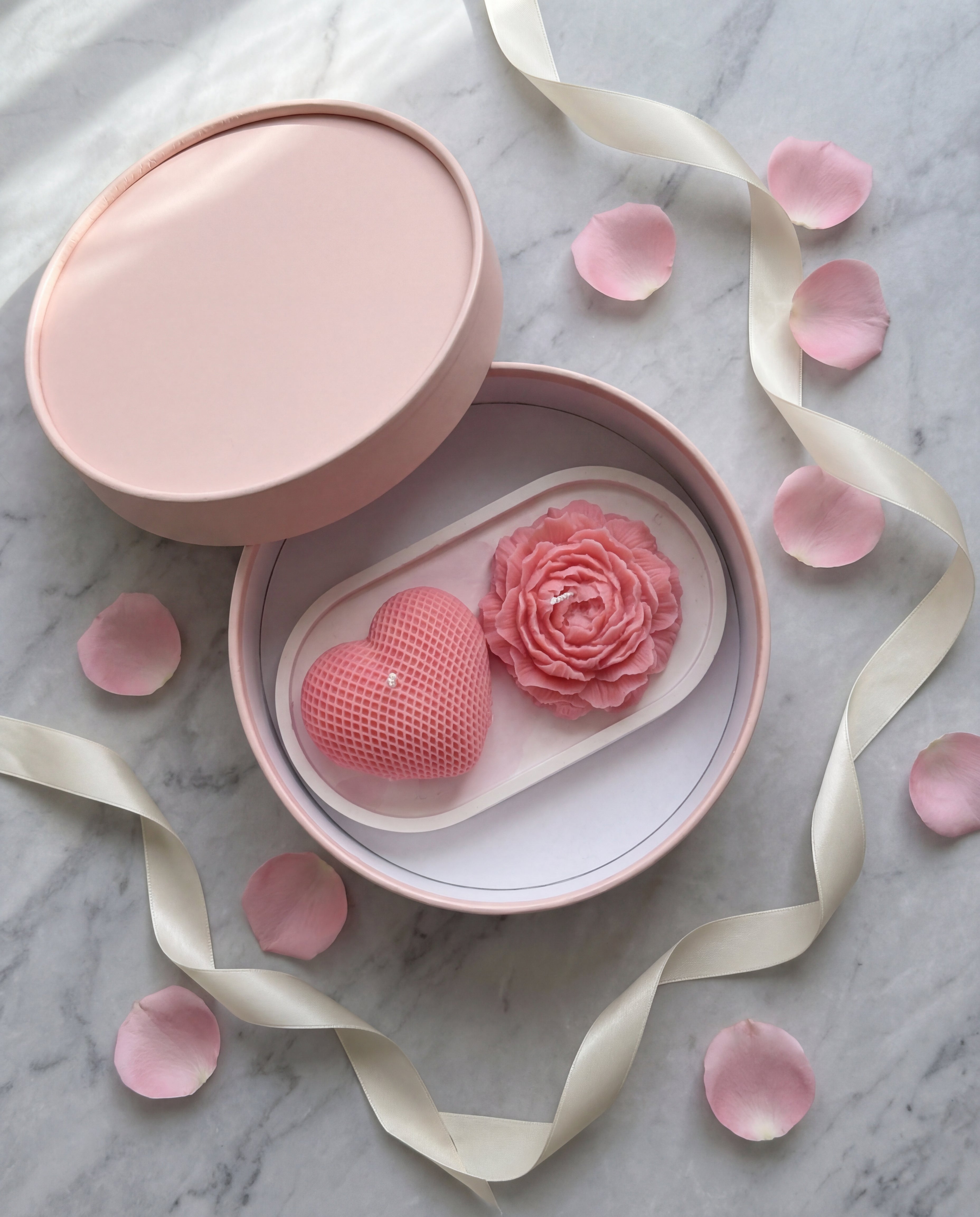 Σετ Καρδιά & Παιώνια με χειροποίητο Κεραμικό Δίσκο